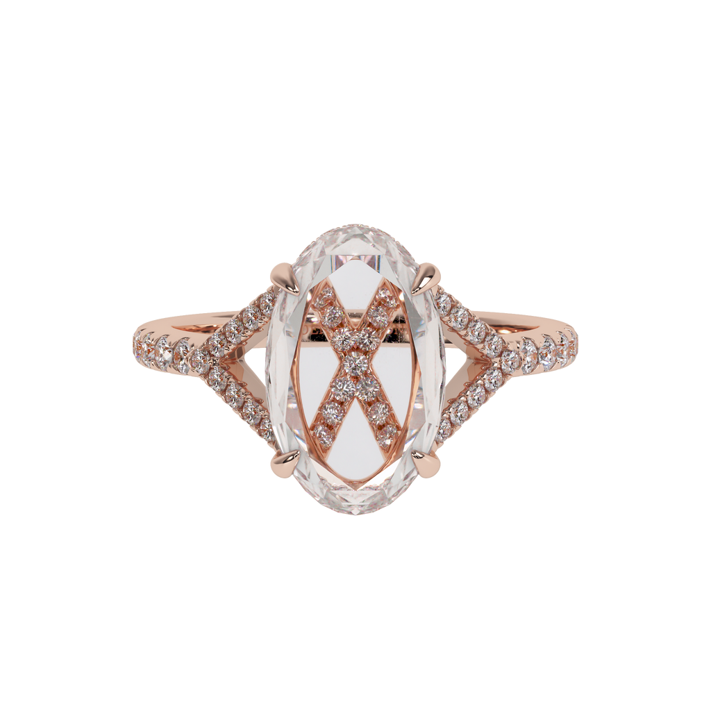 Noemi Diamonds bespoke Carlyle ring with a portrait cut diamond