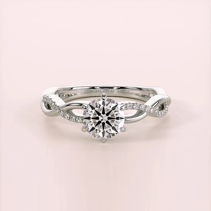 1 ct Hearts & Arrows brilliant diamond intertwined engagement ring in platinum, Noemi Diamonds