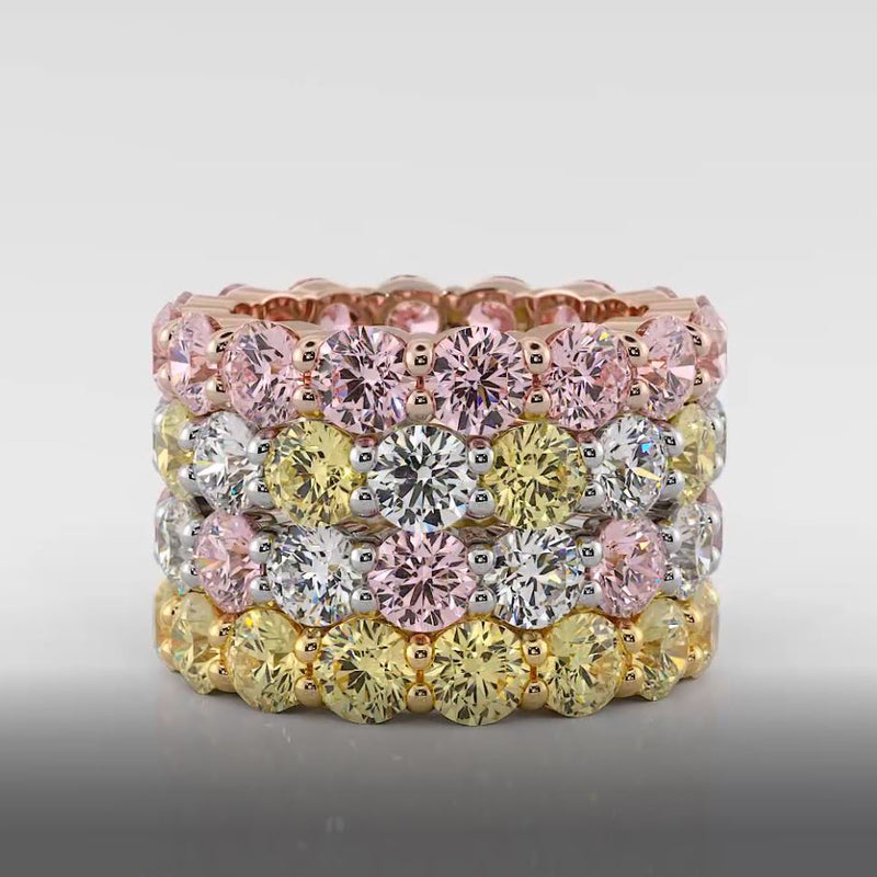 Fancy colour Pink diamond eternity ring