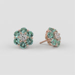 Green and white diamond studs