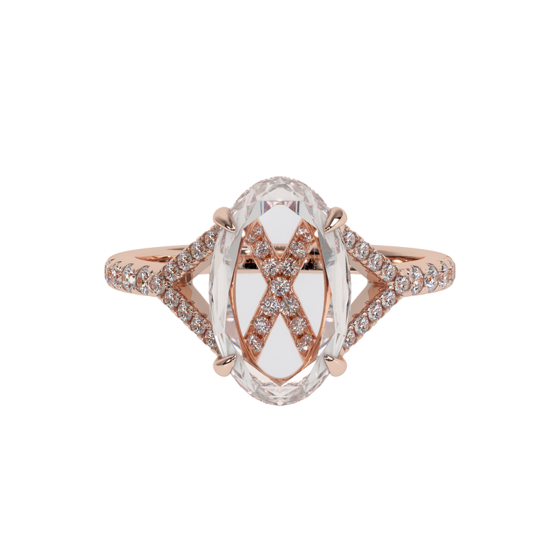 Noemi Diamonds bespoke Carlyle ring with a portrait cut diamond