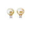 A pair of perfect Champagne Akoya pearl studs with diamonds