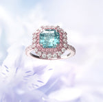 Esjana- Anello con diamanti Argyle blu verde intenso e rosa fantasia