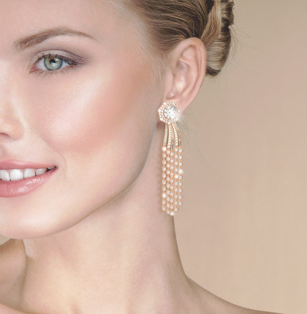 Emilia- evening glow comet Diamond earrings