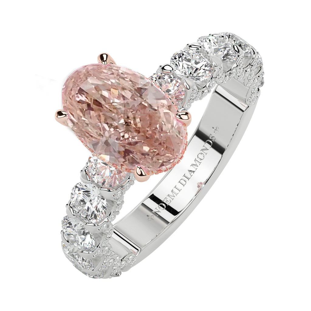 Pink Oval diamond ring one carat+