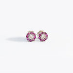 Pink Sapphire and diamond studs