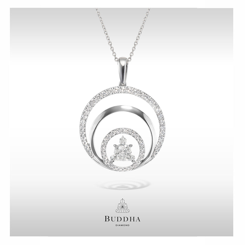 Buddha Garden - Ciondolo con diamanti a triplo cerchio