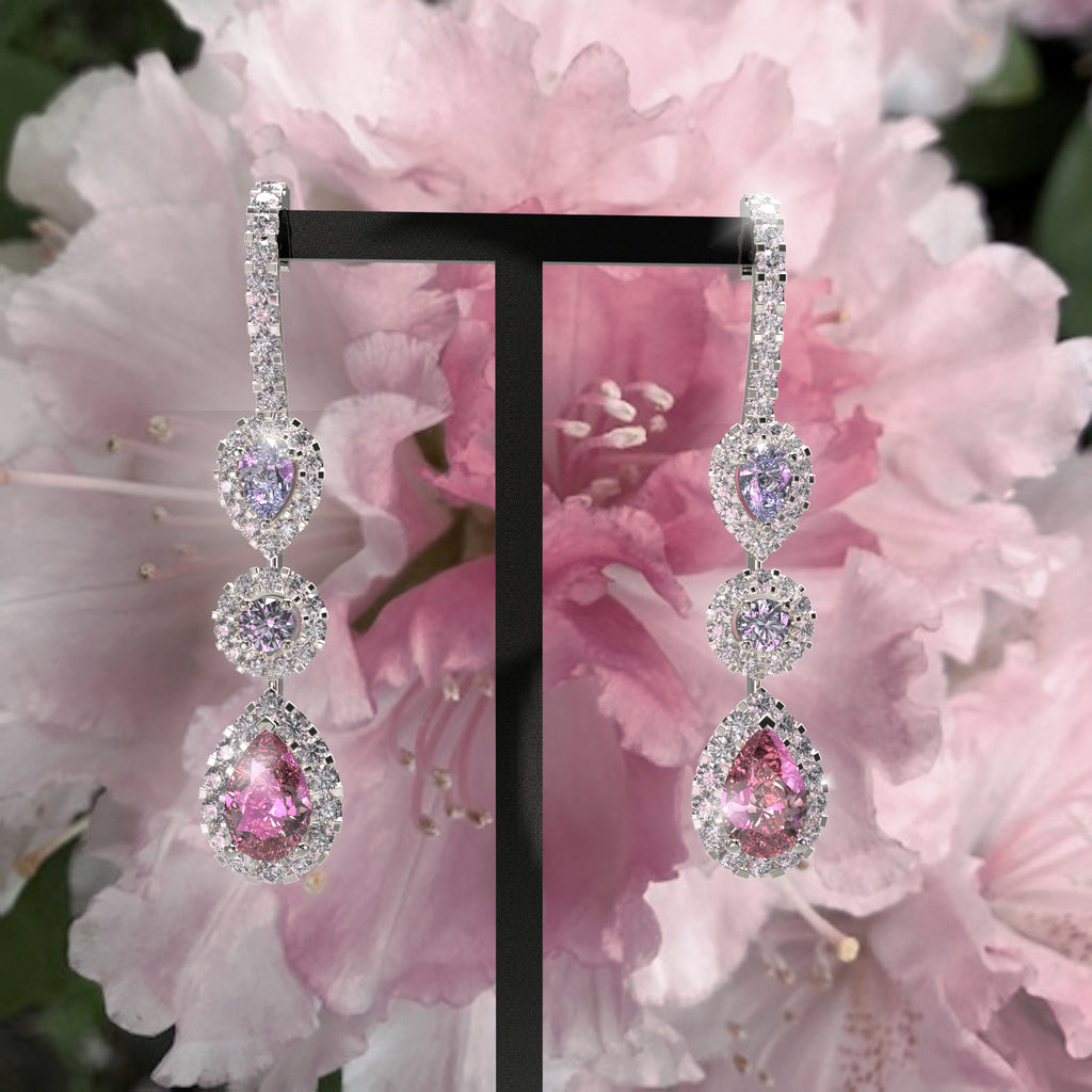 Rhododendron Garden- Diamond and Spinel triplet earrings