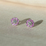 Pink Sapphire and diamond studs