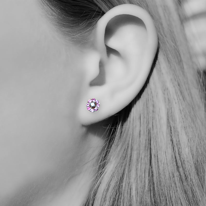 Pink Sapphire and diamond studs