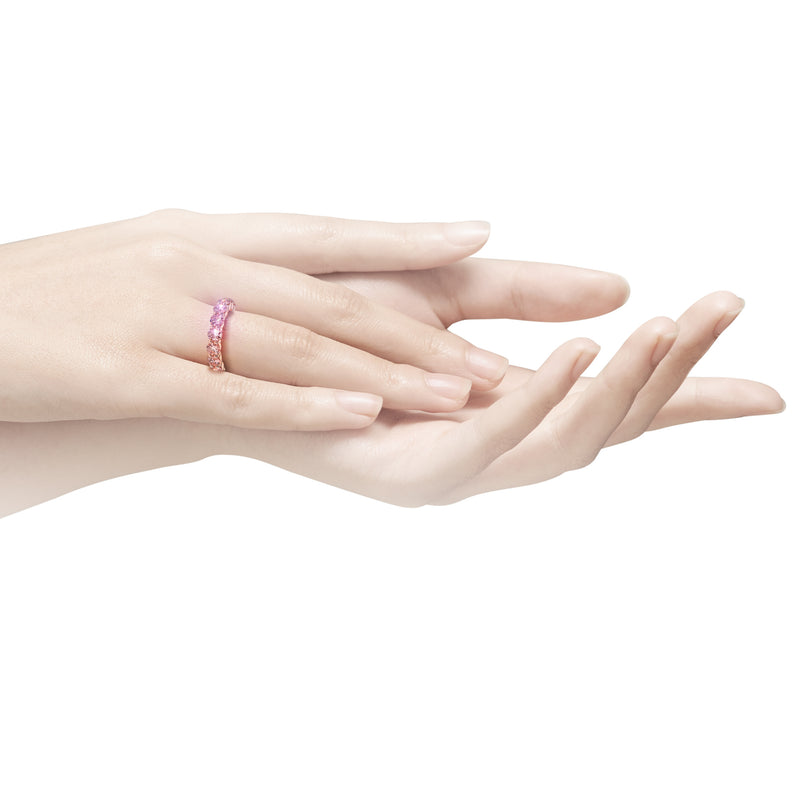 Fancy colour Pink diamond eternity ring